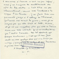Lettre de Marcel Arland à Jean Paulhan, 1951