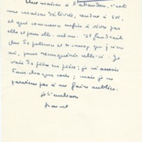 Lettre de Marcel Arland à Jean Paulhan, 1954