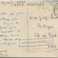 Lettre de Marcel Arland à Jean Paulhan, 1929-08-26