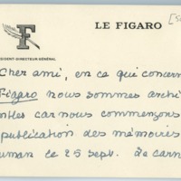 Lettre de Pierre Brisson à Jean Paulhan (1956)