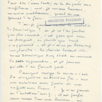 Lettre de Marcel Arland à Jean Paulhan, 1957