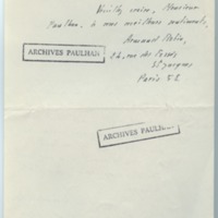 Lettre d'Armand Robin à Jean Paulhan (4 juin 1936)