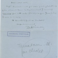 Lettre de Ramon Fernandez à Jean Paulhan (1927)