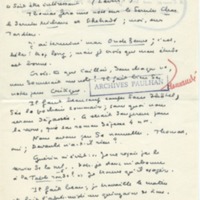 Lettre de Marcel Arland à Jean Paulhan, 1953