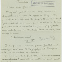 Lettre de Ramon Fernandez à Jean Paulhan (1930)