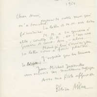 Lettre de Blaise Allan à Jean Paulhan, 1954-02-25