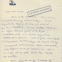 Lettre de Marcel Arland à Jean Paulhan, 1930
