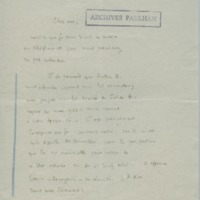 Lettre de Julien Benda à Jean Paulhan, 1931