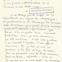 Lettre de Marcel Arland à Jean Paulhan, 1955
