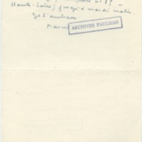 Lettre de Marcel Arland à Jean Paulhan, 1957