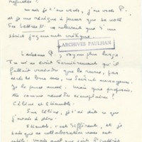 Lettre de Marcel Arland à Jean Paulhan, 1955