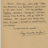 Lettre de Roger Martin du Gard à Jean Paulhan, 1952-01-15