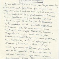 Lettre de Marcel Arland à Jean Paulhan, 1954