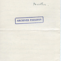 Lettre de Bertha Rhodes à Jean Paulhan, 1930-11-20