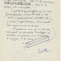 Lettre de Marcel Arland à Jean Paulhan, 1957