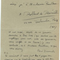 Lettre d'André Rolland de Renéville à Jean Paulhan, 1933-08-04