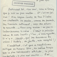 Lettre de Roger Martin du Gard à Jean Paulhan, 1932-06-08