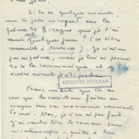 Lettre de Marcel Arland à Jean Paulhan, 1954