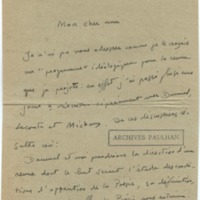 Lettre d'André Rolland de Renéville à Jean Paulhan, 1933-08-04