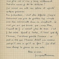 Lettre de Jacques Brenner à Jean Paulhan, 1952