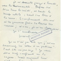 Lettre de Marcel Arland à Jean Paulhan, 1956