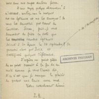 Lettre de Julien Benda à Jean Paulhan, 1927-08-24