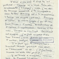 Lettre de Marcel Arland à Jean Paulhan, 1956