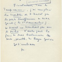Lettre de Marcel Arland à Jean Paulhan, 1955