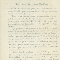 Lettre d'Alain Robbe-Grillet à Jean Paulhan, 1956