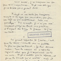 Lettre de Marcel Arland à Jean Paulhan, 1953