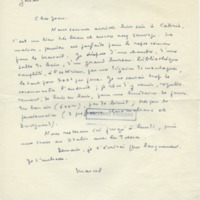 Lettre de Marcel Arland à Jean Paulhan, 1952