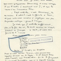 Lettre de Marcel Arland à Jean Paulhan, 1953