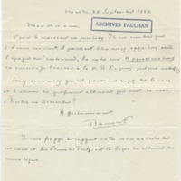 Lettre de Ramon Fernandez à Jean Paulhan (27 septembre 1927)