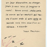 Lettre de Jean Paulhan à Barbara Church (décembre 1935)