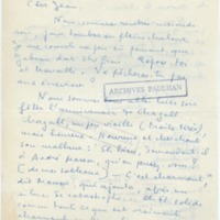 Lettre de Marcel Arland à Jean Paulhan, 1957
