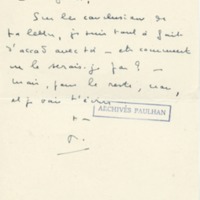 Lettre de Marcel Arland à Jean Paulhan, 1957