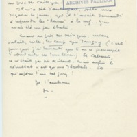 Lettre de Marcel Arland à Jean Paulhan, 1957