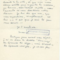Lettre de Marcel Arland à Jean Paulhan, 1957