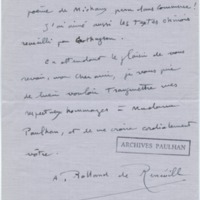 Lettre d'André Rolland de Renéville à Jean Paulhan, 1932-03-31