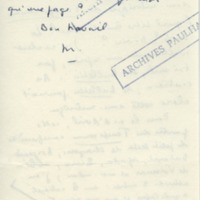 Lettre de Marcel Arland à Jean Paulhan, 1958