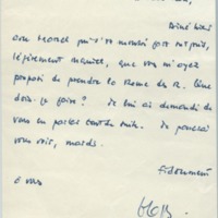 Lettre de Georges Lambrichs à Jean Paulhan, 1955