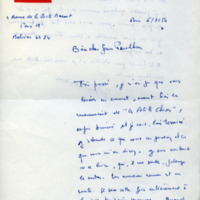 Lettre de Marcel Bisiaux à Jean Paulhan, 1954-07-06