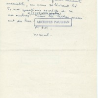Lettre de Marcel Arland à Jean Paulhan, 1956