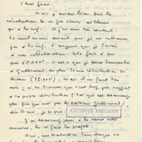 Lettre de Marcel Arland à Jean Paulhan, 1952