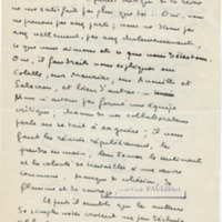 Lettre de Marcel Arland à Jean Paulhan, 1957