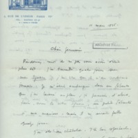 Lettre d'Adrienne Monnier à Jean Paulhan, 1936-03-11