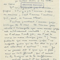 Lettre de Marcel Arland à Jean Paulhan, 1956