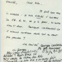 Lettre de Georges Lambrichs à Jean Paulhan, 1955