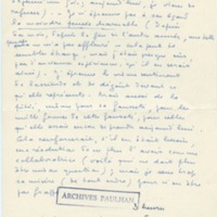 Lettre de Marcel Arland à Jean Paulhan, 1957