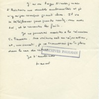 Lettre de Marcel Arland à Jean Paulhan, 1951